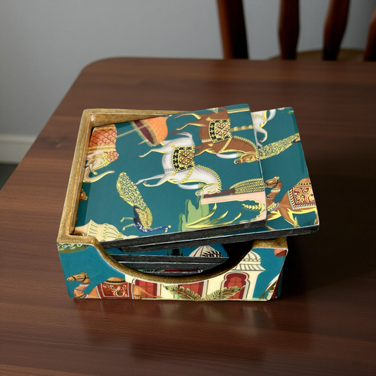 Tea Coasters Set of 6 with Stand ||Rajasthani Art