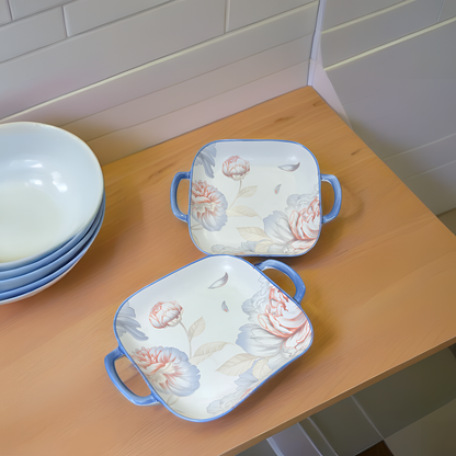 Charming Peony Print Serveware - Serving Platter Square (Set of 2)