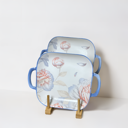 Charming Peony Print Serveware - Serving Platter Square (Set of 2)