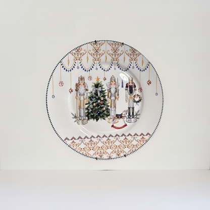 Festive Themed Decorative Plate – Nutcracker & Holiday Ornaments Design