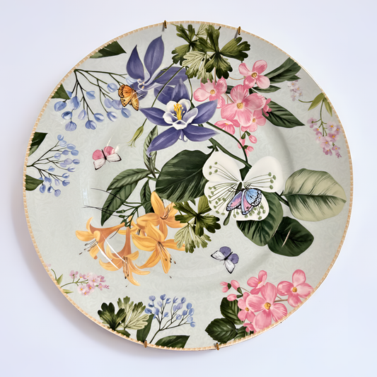 Elegant Floral Wall Decor Plate – Handcrafted Ceramic Art with Floral Design