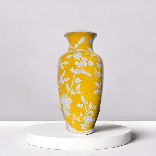 Sunshine Bloom: Handcrafted Yellow Vase(Large)