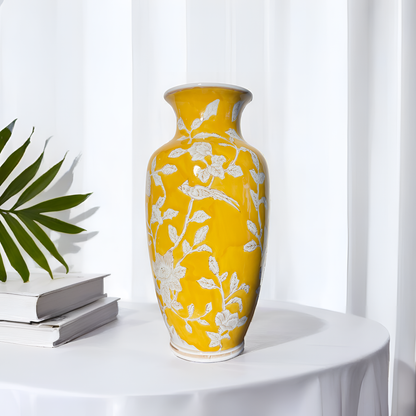 Sunshine Bloom: Handcrafted Yellow Vase(Large)