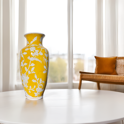 Sunshine Bloom: Handcrafted Yellow Vase(Large)