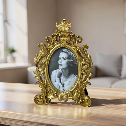 Vintage Baroque Gold Oval Photo Frame