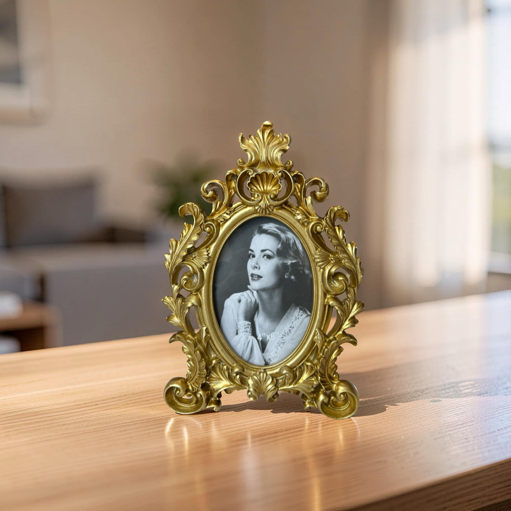 Vintage Baroque Gold Oval Photo Frame
