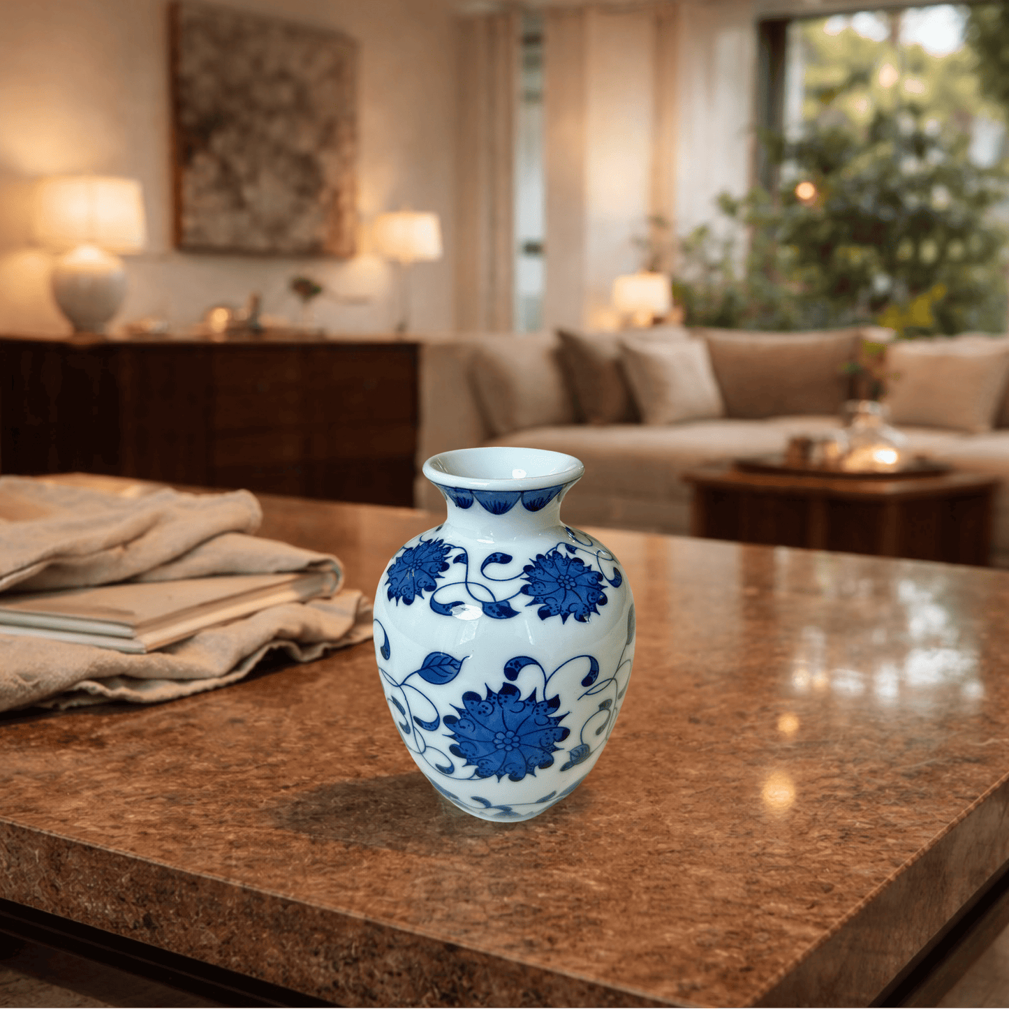 Blue & White Ceramic Mini Vase