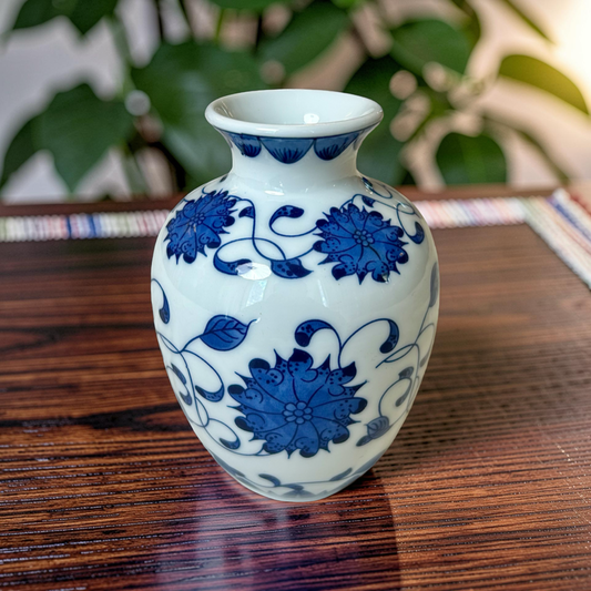 Blue & White Ceramic Mini Vase