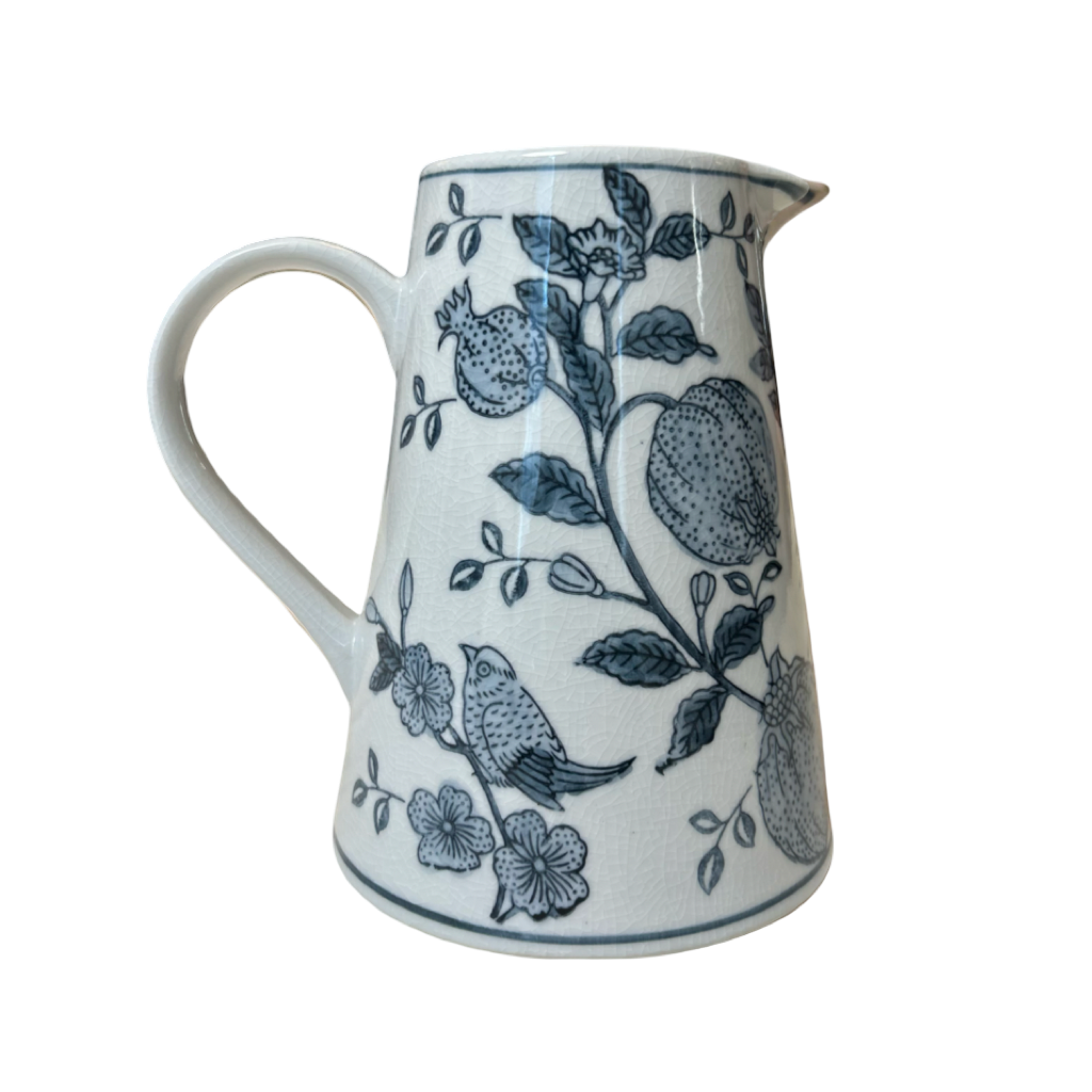 Blue & White Floral Decorative Ceramic Pitcher