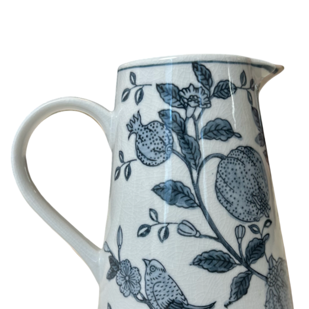 Blue & White Floral Decorative Ceramic Pitcher