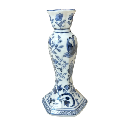 Blue & White Ceramic Bud Vase – Slim Floral Decorative Ceramic Vase