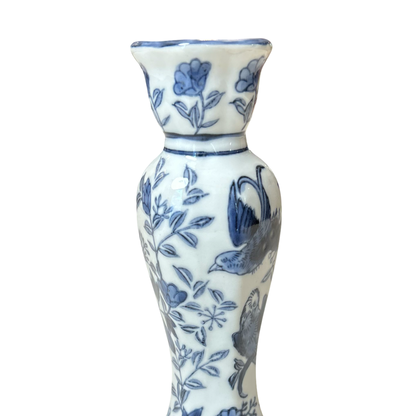 Blue & White Ceramic Bud Vase – Slim Floral Decorative Ceramic Vase