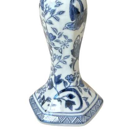 Blue & White Ceramic Bud Vase – Slim Floral Decorative Ceramic Vase