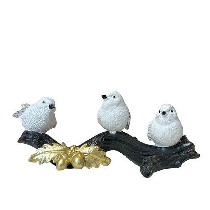 Three Birds on Branch Decorative Figurine