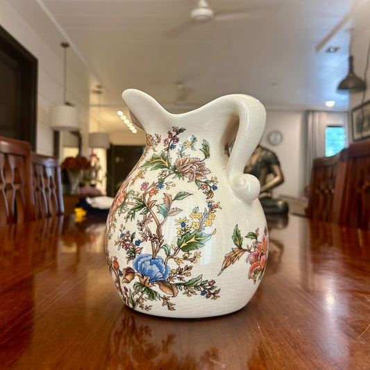 Premium Decorative Floral Ceramic Jug with Curved Handle