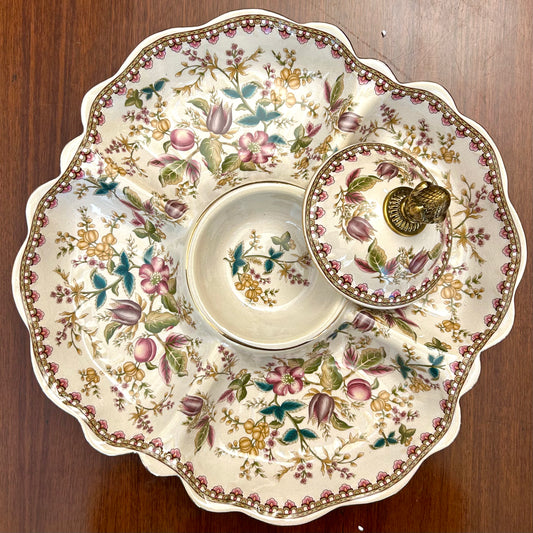 Elegant Floral Ceramic Serving Dish with Lid | For Dry Fruits & Snacks