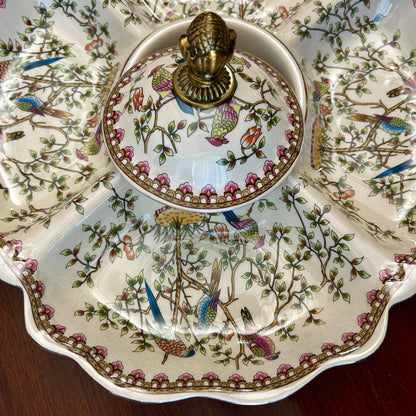Elegant Floral Ceramic Serving Dish with Lid | For Dry Fruits & Snacks