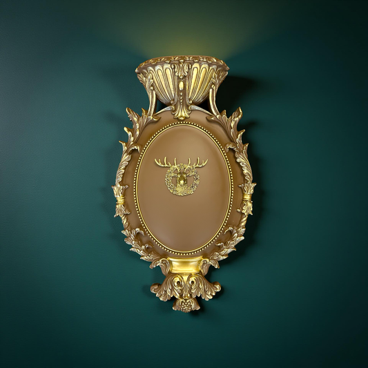 Luxury Golden Wall Decor with Deer Motif | Ornate Wall Hanging