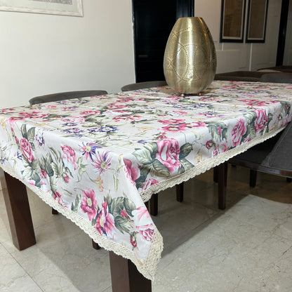 Vintage Bloom Lace-Trimmed Table Cover