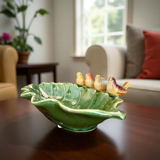 Nature-Inspired Home Décor  Ceramic Leaf Dishes & Bird Figurines