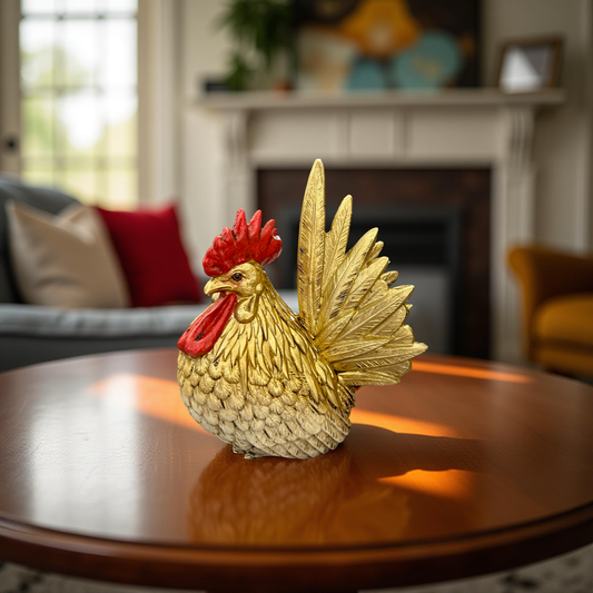 Golden Rooster Showpiece – Decorative Feng Shui Figurine