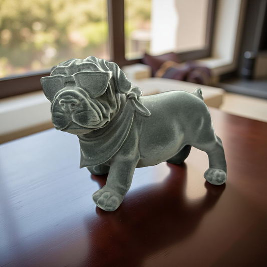 Gray Dog Showpiece with Sunglasses – Modern Decorative Figurine