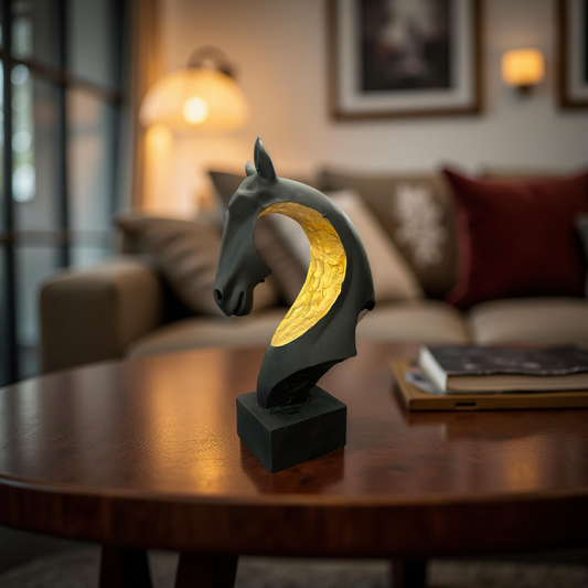 Luxury Black & Gold Horse Head Showpiece – Elegant Modern Figurine