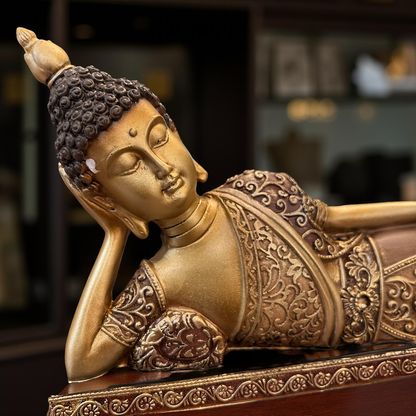 Reclining Buddha Statue – Antique Finish Decorative Idol for Home & Office