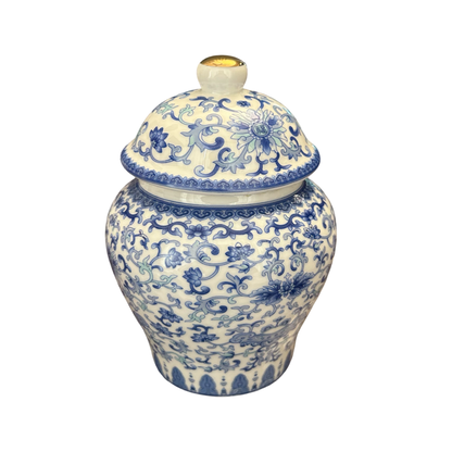 Blue and White Ginger Jar with Lid – Classic Oriental Decorative Piece