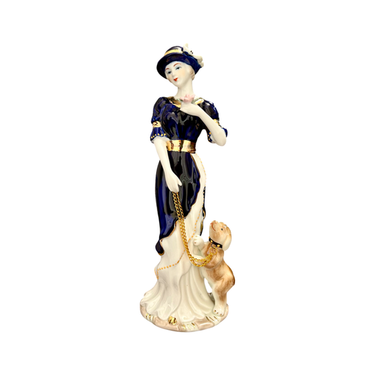 Elegant Porcelain Lady Figurine with Dog – Vintage Collectible Home Décor