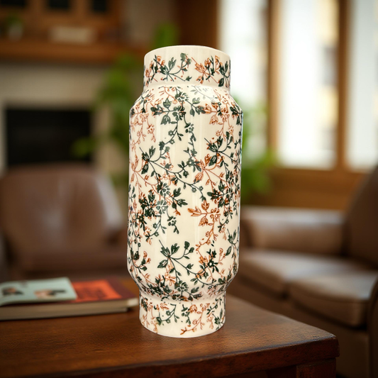 Elegant Ceramic Vase with Floral Vine Design