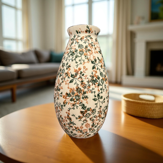 Elegant Floral Ceramic Vase – Decorative Handmade Pottery