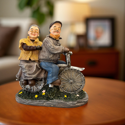 Elderly Couple on Bicycle Figurine – Romantic Vintage Home Décor Showpiece