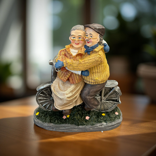 Elderly Couple on Bicycle Figurine – Romantic Vintage Home Décor Showpiece