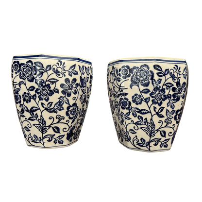 Oriental Blue & White Ceramic Wall Vase – Handcrafted Floral Wall Décor
