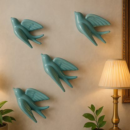 Elegant Flying Bird Wall Art | Set of 2 | Blue