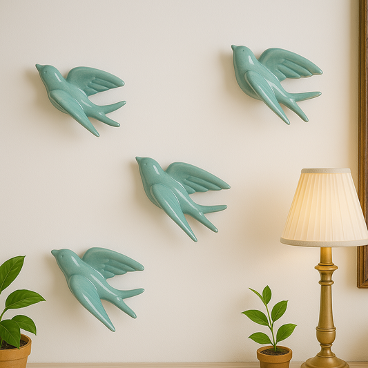 Elegant Flying Bird Wall Art | Set of 2 | Blue