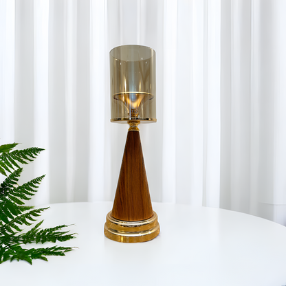 Luxurious Wooden & Golden Candle Holder - Large