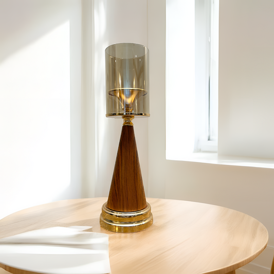 Luxurious Wooden & Golden Candle Holder - Large