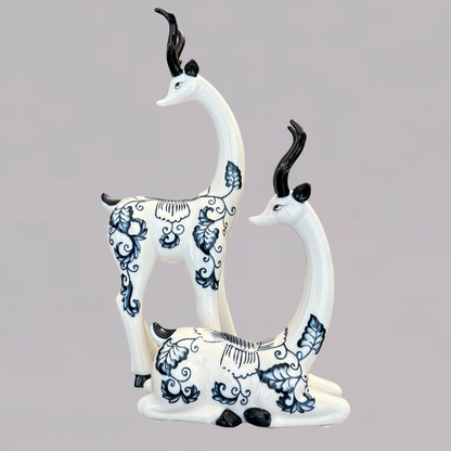 Elegant Ceramic Deer Figurines Set