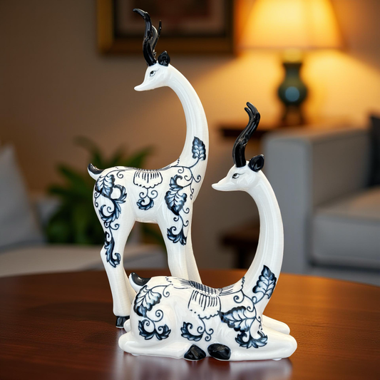 Elegant Ceramic Deer Figurines Set