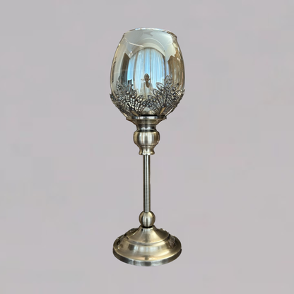 Elegant Glass Candle Holder with Metal Stand