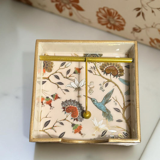 Wooden Napkin Holder Floral || Floral Bird || Beige Color