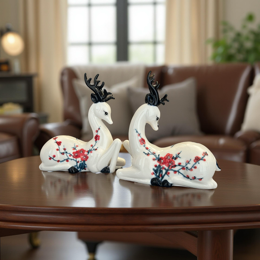 Elegant Ceramic Deer Figurines Set of 2