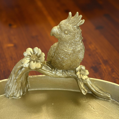 Luxury Golden Decorative Tray with Bird Design