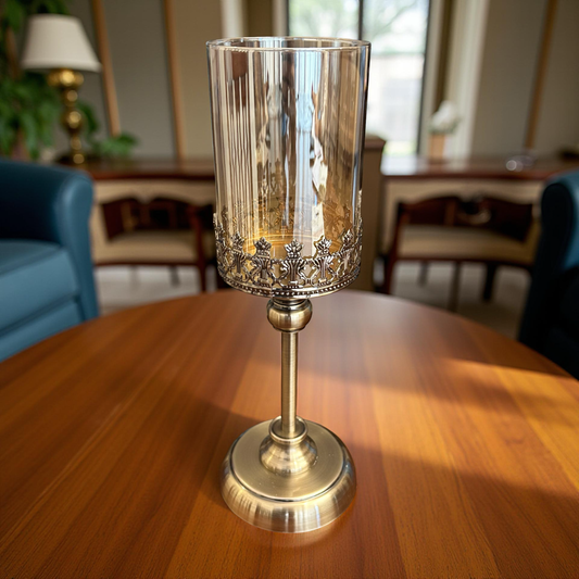 Elegant Glass & Metal Candle Holder
