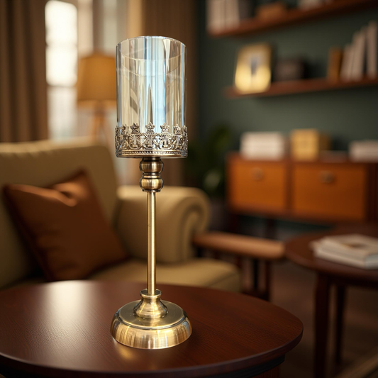 Elegant Glass & Metal Candle Holder (Large)