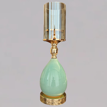 Aqua Glow Ceramic & Glass Candle Stand – Elegant Home Décor Piece