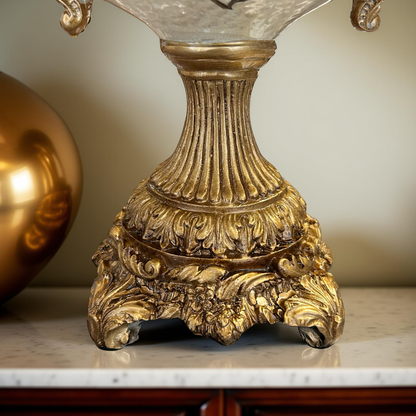 Luxury Ceramic & Gold Decorative Jar with Lid – Ornate Floral Design
