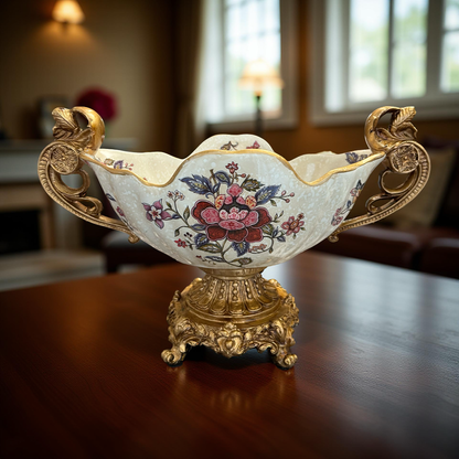 Elegant Ceramic & Gold Decorative Bowl